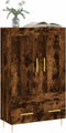 vidaXL - Hoge - kast - 69,5x31x115 - cm - bewerkt - hout - gerookt - eikenkleurig