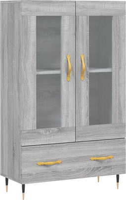 vidaXL - Hoge - kast - 69,5x31x115 - cm - bewerkt - hout - grijs - sonoma - eikenkleurig