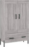 vidaXL - Hoge - kast - 69,5x31x115 - cm - bewerkt - hout - grijs - sonoma - eikenkleurig