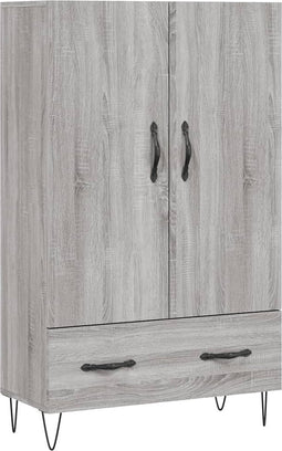 vidaXL - Hoge - kast - 69,5x31x115 - cm - bewerkt - hout - grijs - sonoma - eikenkleurig