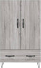 vidaXL - Hoge - kast - 69,5x31x115 - cm - bewerkt - hout - grijs - sonoma - eikenkleurig