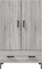 vidaXL - Hoge - kast - 69,5x31x115 - cm - bewerkt - hout - grijs - sonoma - eikenkleurig