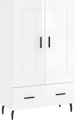 vidaXL - Hoge - kast - 69,5x31x115 - cm - bewerkt - hout - hoogglans - wit
