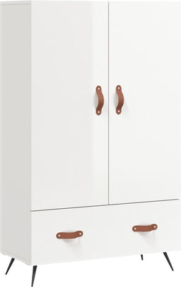 vidaXL - Hoge - kast - 69,5x31x115 - cm - bewerkt - hout - hoogglans - wit