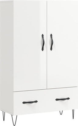 vidaXL - Hoge - kast - 69,5x31x115 - cm - bewerkt - hout - hoogglans - wit