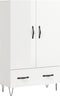 vidaXL - Hoge - kast - 69,5x31x115 - cm - bewerkt - hout - hoogglans - wit