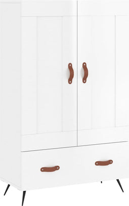 vidaXL - Hoge - kast - 69,5x31x115 - cm - bewerkt - hout - hoogglans - wit