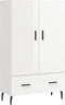 vidaXL - Hoge - kast - 69,5x31x115 - cm - bewerkt - hout - hoogglans - wit