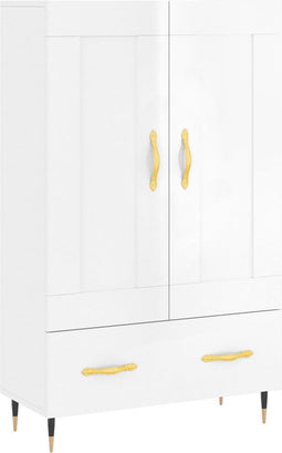 vidaXL - Hoge - kast - 69,5x31x115 - cm - bewerkt - hout - hoogglans - wit