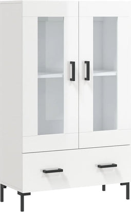 vidaXL - Hoge - kast - 69,5x31x115 - cm - bewerkt - hout - hoogglans - wit