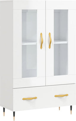 vidaXL - Hoge - kast - 69,5x31x115 - cm - bewerkt - hout - hoogglans - wit