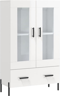 vidaXL - Hoge - kast - 69,5x31x115 - cm - bewerkt - hout - hoogglans - wit