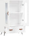 vidaXL - Hoge - kast - 69,5x31x115 - cm - bewerkt - hout - wit