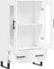 vidaXL - Hoge - kast - 69,5x31x115 - cm - bewerkt - hout - wit