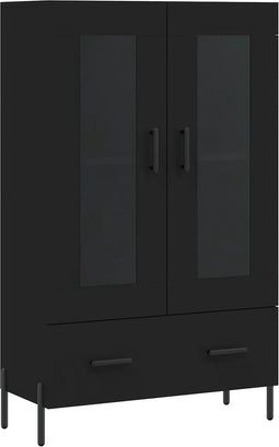 vidaXL - Hoge - kast - 69,5x31x115 - cm - bewerkt - hout - zwart