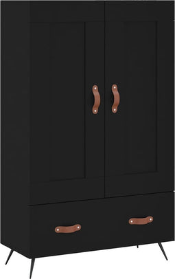 vidaXL - Hoge - kast - 69,5x31x115 - cm - bewerkt - hout - zwart
