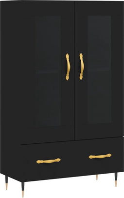 vidaXL - Hoge - kast - 69,5x31x115 - cm - bewerkt - hout - zwart