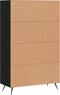 vidaXL - Hoge - kast - 69,5x31x115 - cm - bewerkt - hout - zwart