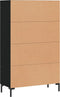 vidaXL - Hoge - kast - 69,5x31x115 - cm - bewerkt - hout - zwart