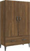 vidaXL - Hoge - kast - 70x31x115 - cm - bewerkt - hout - bruin - eikenkleur