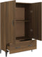 vidaXL - Hoge - kast - 70x31x115 - cm - bewerkt - hout - bruin - eikenkleur