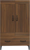 vidaXL - Hoge - kast - 70x31x115 - cm - bewerkt - hout - bruin - eikenkleur