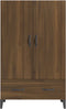 vidaXL - Hoge - kast - 70x31x115 - cm - bewerkt - hout - bruin - eikenkleur