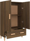 vidaXL - Hoge - kast - 70x31x115 - cm - bewerkt - hout - bruin - eikenkleur
