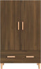 vidaXL - Hoge - kast - 70x31x115 - cm - bewerkt - hout - bruin - eikenkleur