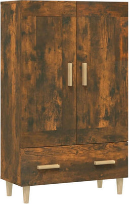 vidaXL - Hoge - kast - 70x31x115 - cm - bewerkt - hout - gerookt - eikenkleurig