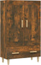vidaXL - Hoge - kast - 70x31x115 - cm - bewerkt - hout - gerookt - eikenkleurig