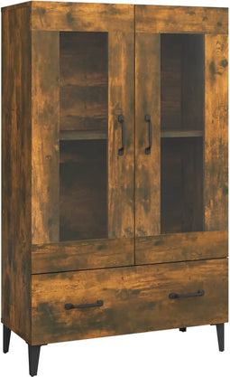 vidaXL - Hoge - kast - 70x31x115 - cm - bewerkt - hout - gerookt - eikenkleurig