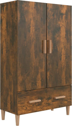 vidaXL - Hoge - kast - 70x31x115 - cm - bewerkt - hout - gerookt - eikenkleurig