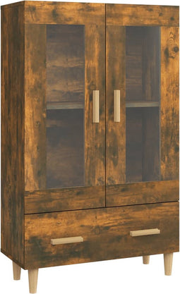 vidaXL - Hoge - kast - 70x31x115 - cm - bewerkt - hout - gerookt - eikenkleurig
