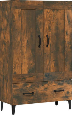 vidaXL - Hoge - kast - 70x31x115 - cm - bewerkt - hout - gerookt - eikenkleurig