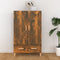 vidaXL - Hoge - kast - 70x31x115 - cm - bewerkt - hout - gerookt - eikenkleurig