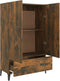 vidaXL - Hoge - kast - 70x31x115 - cm - bewerkt - hout - gerookt - eikenkleurig