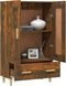 vidaXL - Hoge - kast - 70x31x115 - cm - bewerkt - hout - gerookt - eikenkleurig