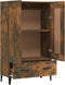 vidaXL - Hoge - kast - 70x31x115 - cm - bewerkt - hout - gerookt - eikenkleurig