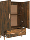 vidaXL - Hoge - kast - 70x31x115 - cm - bewerkt - hout - gerookt - eikenkleurig