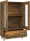 vidaXL - Hoge - kast - 70x31x115 - cm - bewerkt - hout - gerookt - eikenkleurig