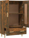 vidaXL - Hoge - kast - 70x31x115 - cm - bewerkt - hout - gerookt - eikenkleurig