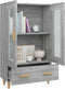 vidaXL - Hoge - kast - 70x31x115 - cm - bewerkt - hout - grijs - sonoma - eikenkleurig