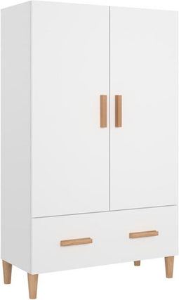 vidaXL - Hoge - kast - 70x31x115 - cm - bewerkt - hout - hoogglans - wit