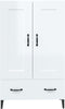 vidaXL - Hoge - kast - 70x31x115 - cm - bewerkt - hout - hoogglans - wit
