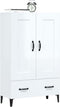 vidaXL - Hoge - kast - 70x31x115 - cm - bewerkt - hout - hoogglans - wit