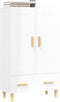 vidaXL - Hoge - kast - 70x31x115 - cm - bewerkt - hout - hoogglans - wit