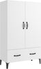 vidaXL - Hoge - kast - 70x31x115 - cm - bewerkt - hout - wit
