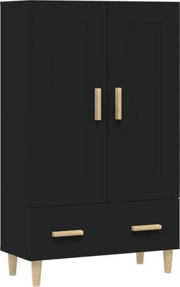 vidaXL - Hoge - kast - 70x31x115 - cm - bewerkt - hout - zwart