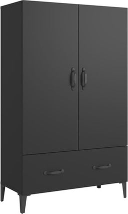 vidaXL - Hoge - kast - 70x31x115 - cm - bewerkt - hout - zwart